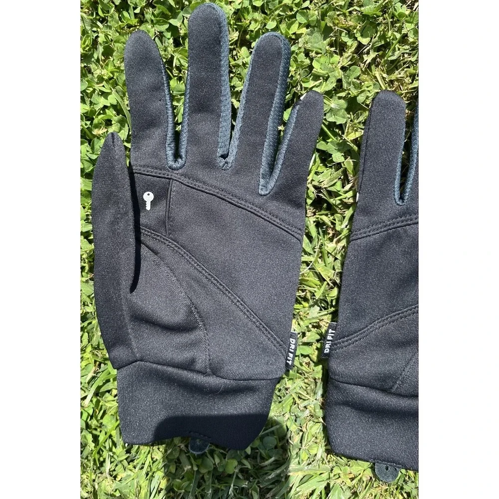 Nike Running Gloves Mens Large Black‎ Dri-FIT Full Finger Training Grip Warm